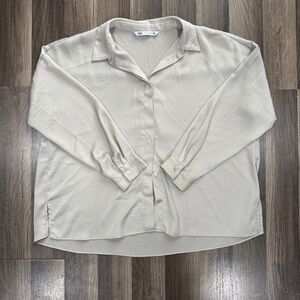 Zara Light Tan Button-Up Shirt